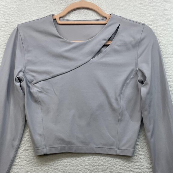 Lululemon Top Womens 4 Purple Aligned Angles Long Sleeve Nulu Asymmetrical Cropd - Picture 3 of 8